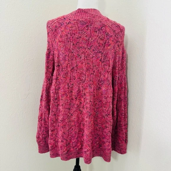 J. Jill Wearever Collection NWOT Plus Size 2X Pink Marled Cable Knit Sweater - Picture 5 of 8